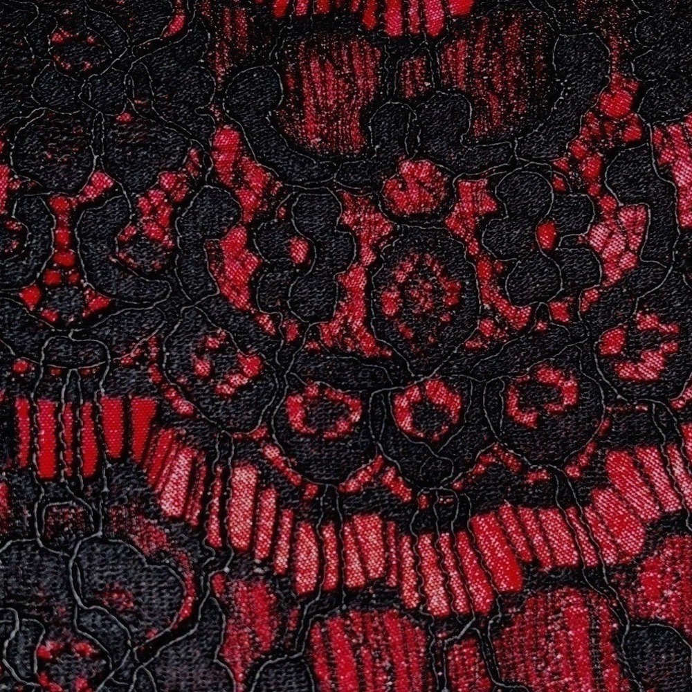 Forever 21 Small Black Lace Red Lined Cropped Jacket Corporate Goth Work Chic - Picture 3 of 6